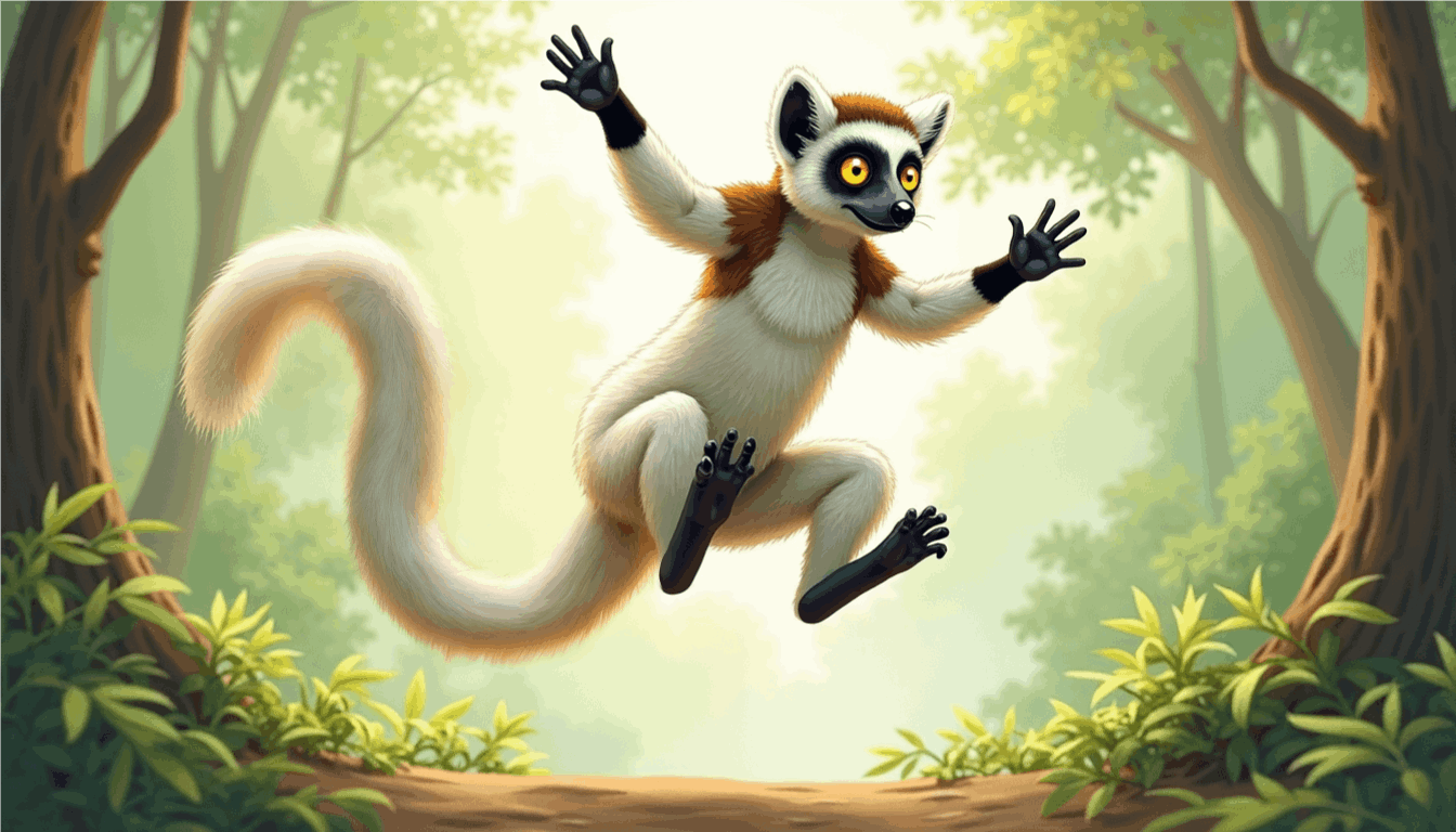 sifaka_jump (1) Le lémurien sifaka saute de joie