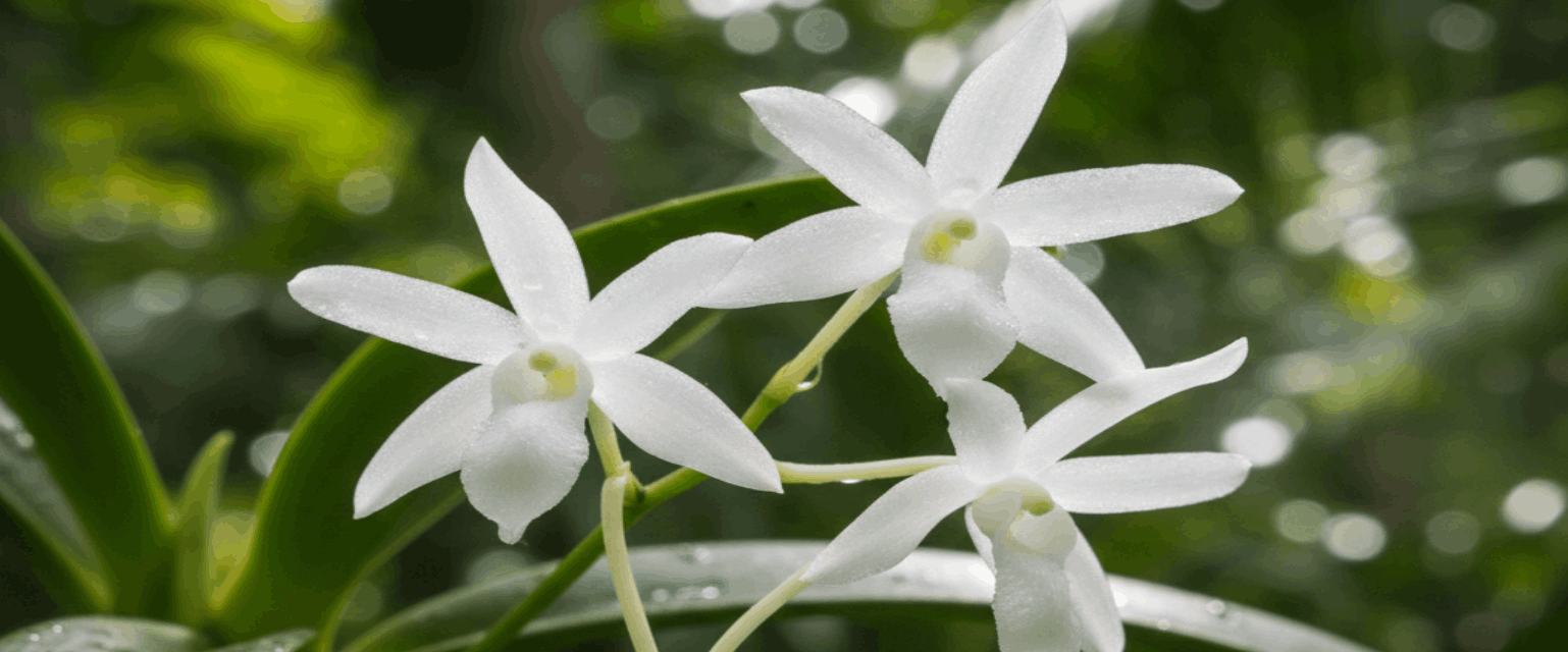 L'angraecum est une orchidée connue pour ses fleurs blanches délicates.