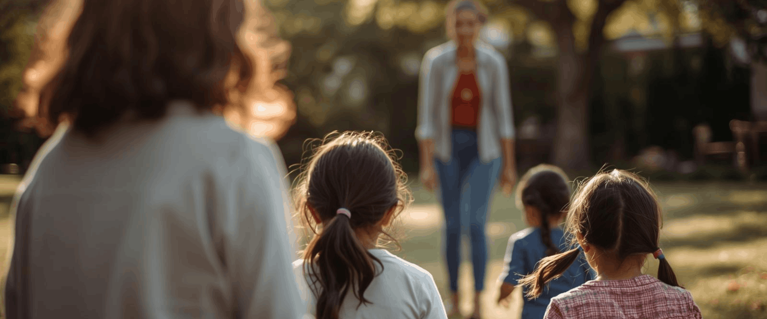Parents et enfants marchant dans la nature