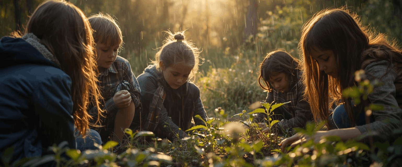 connexion familiale même lors d'une balade sous la pluie