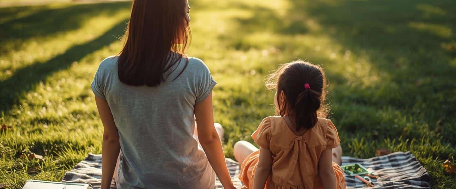 Apprentissage naturel : Exploration nature enfant et parent dans un parc