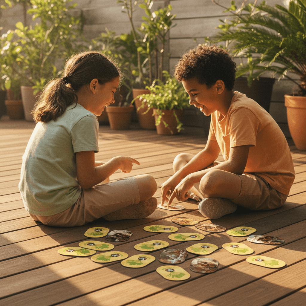 Deux enfants jouent aux cartes