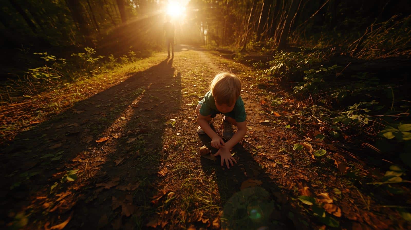 enfant observant un escargot dans la nature