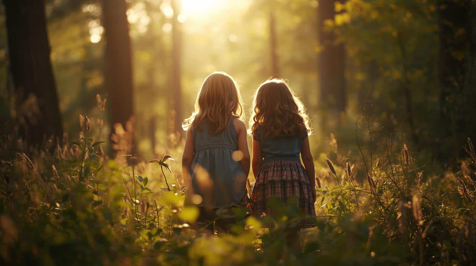 Deux enfants observant le ciel 
