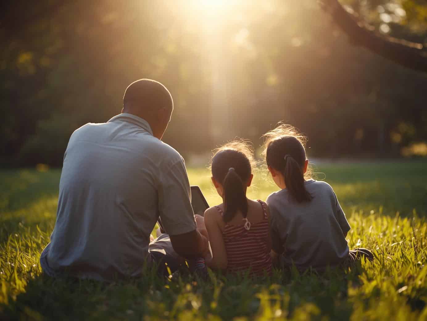 Parent et enfant découvrant la nature ensemble