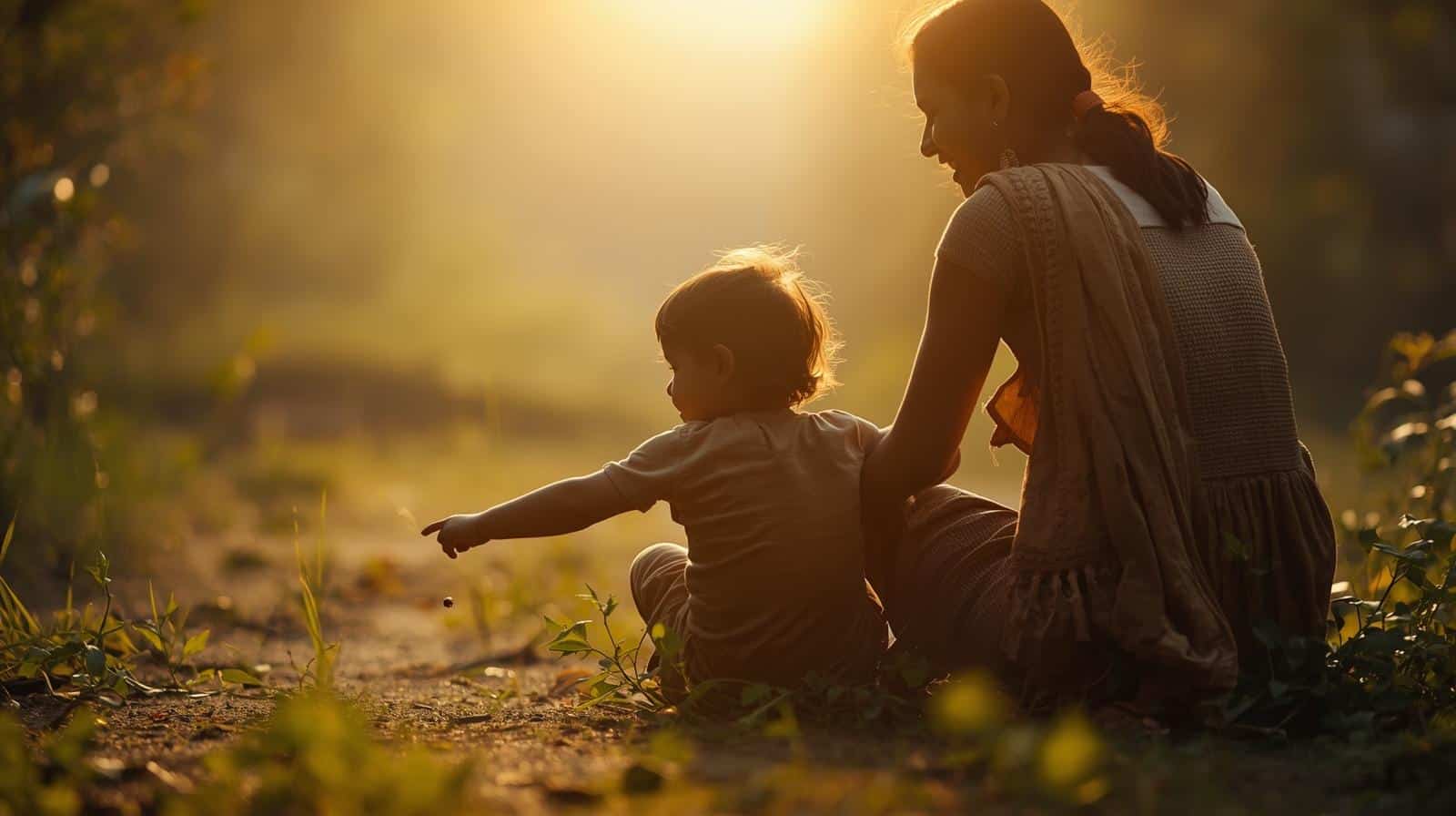 Deux enfants observant le ciel 