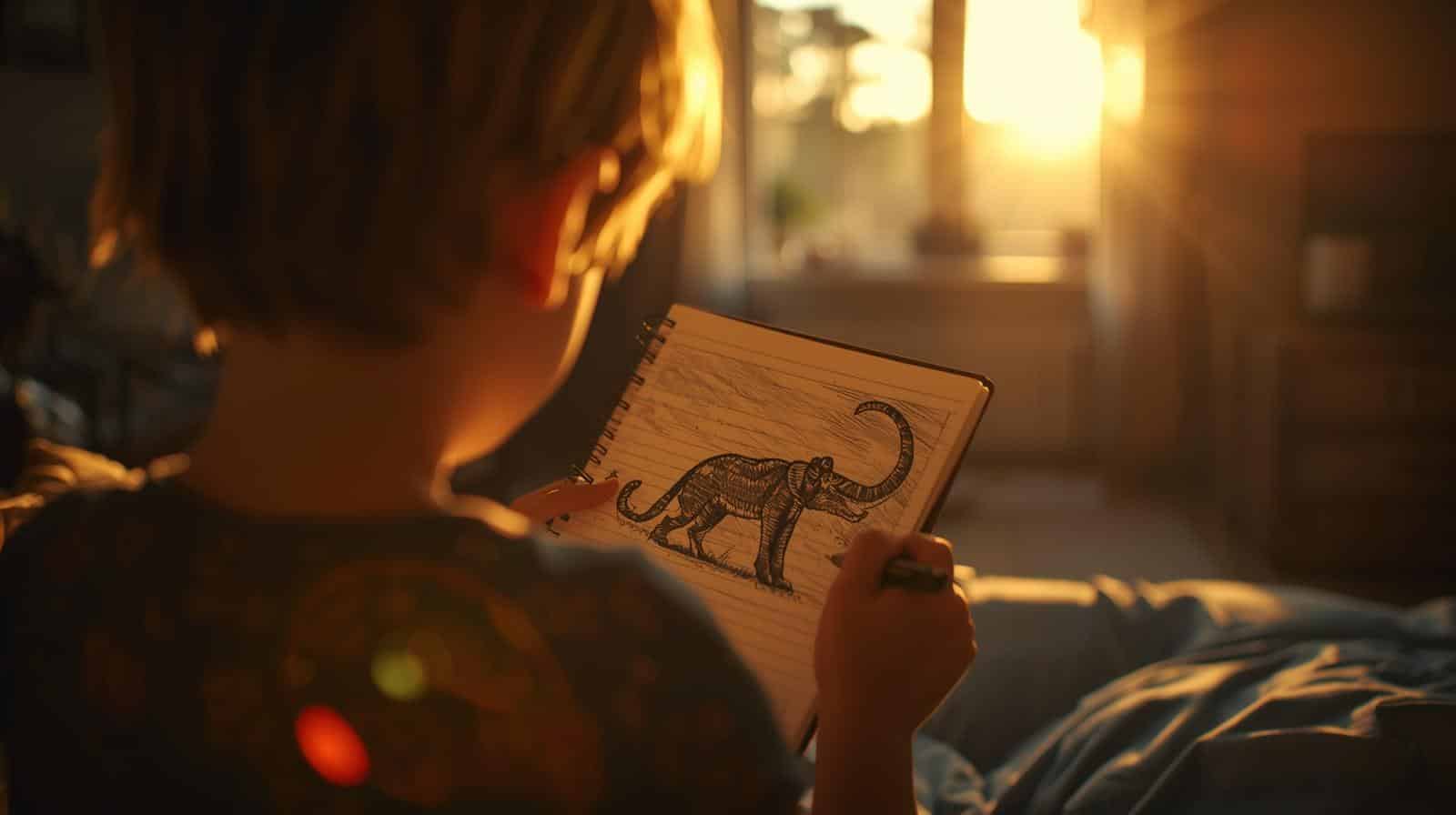enfant découvrant des animaux rares dans un livre